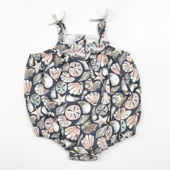 Dylan & Abby seashell/sand dollar print baby girls romper - Picture 1 of 4